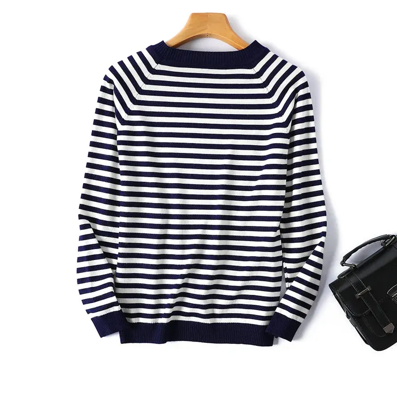 Long Sleeve Striped Pullover Knitted Sweaters