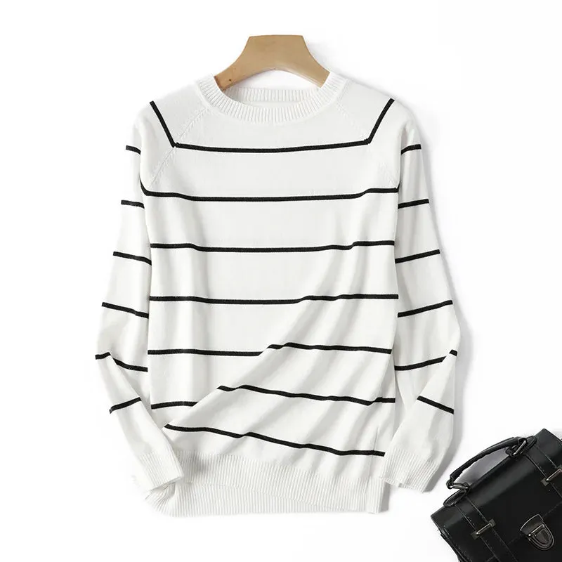 Long Sleeve Striped Pullover Knitted Sweaters