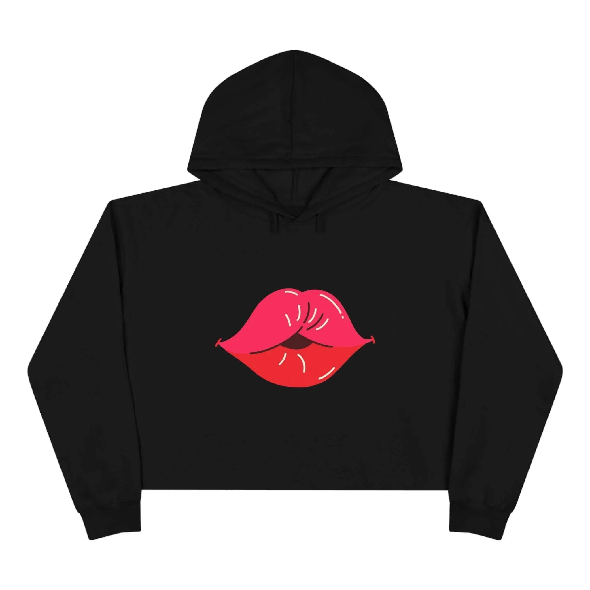 Luscious Red Lips Relaxed Fit Crop Hoodie