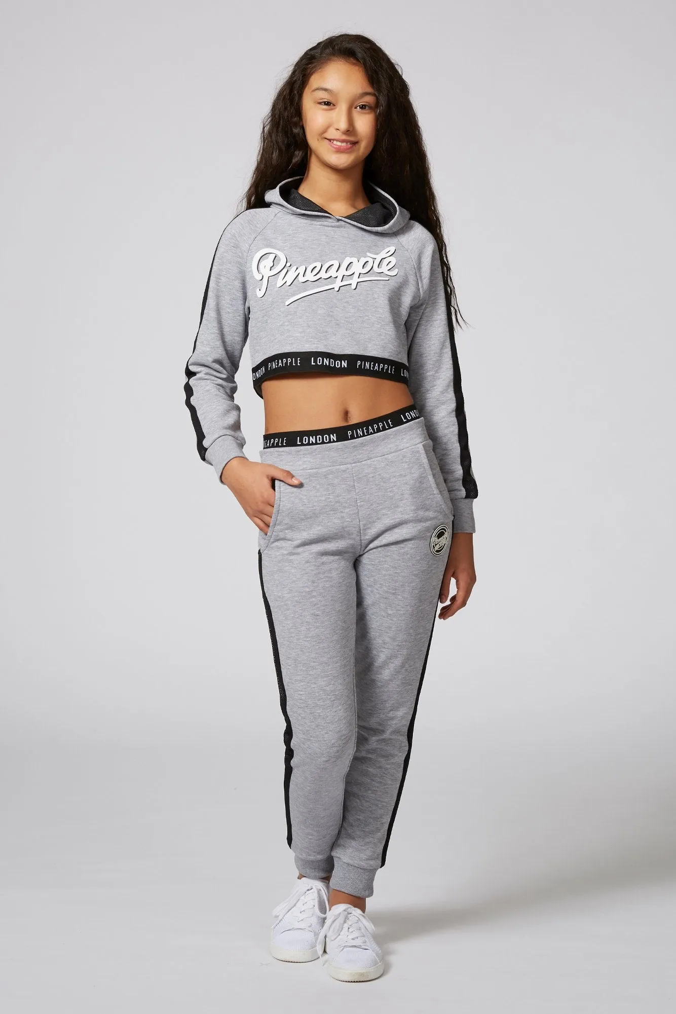 Mesh Stripe Crop Hoodie