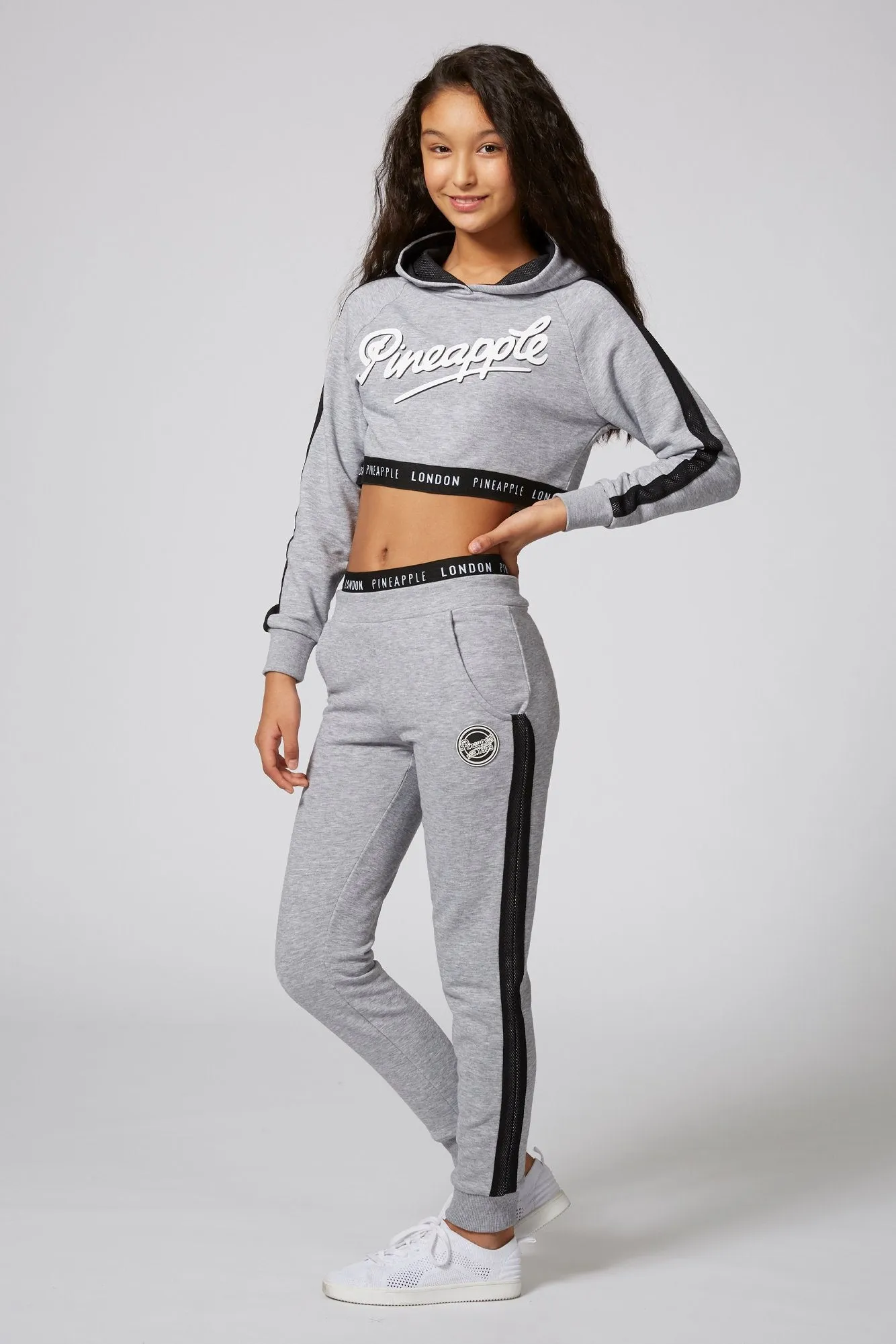 Mesh Stripe Crop Hoodie