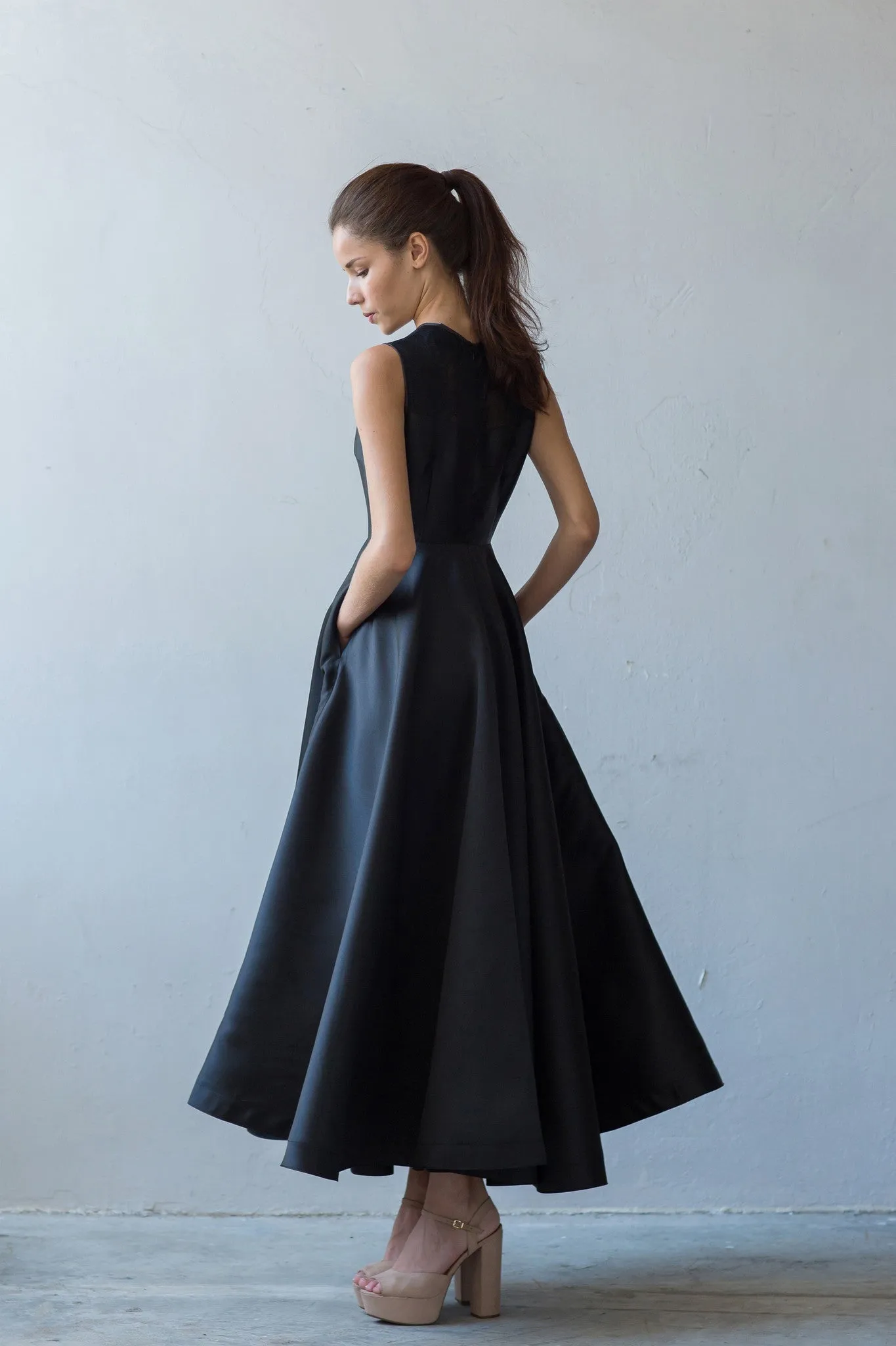 Mila A-line gown in black