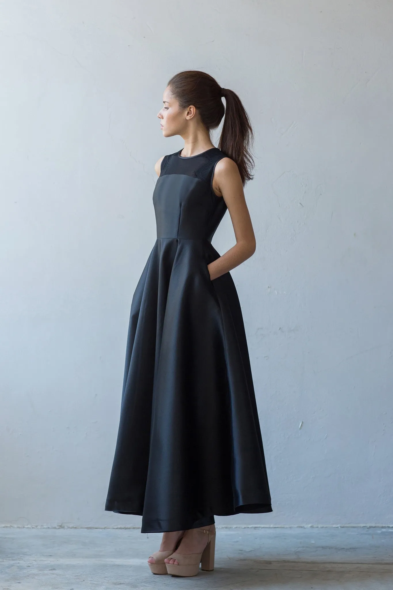 Mila A-line gown in black