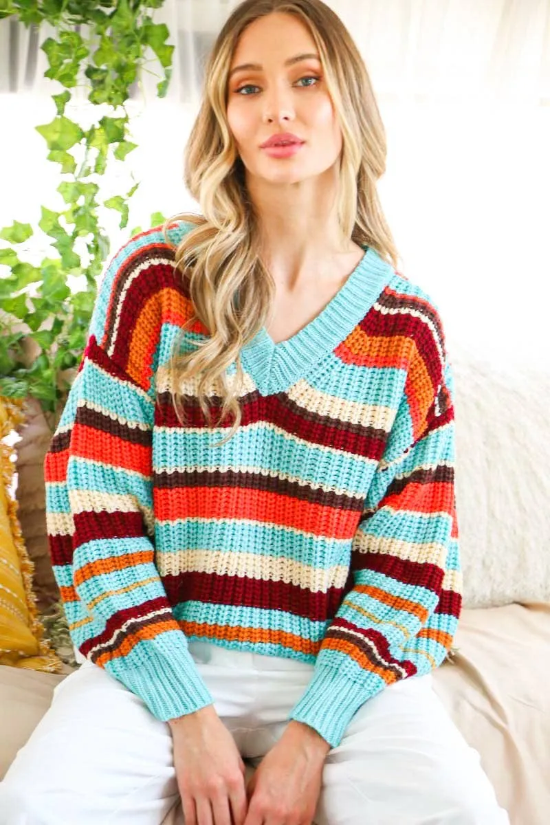 Multi Color Striped Knitted Sweater