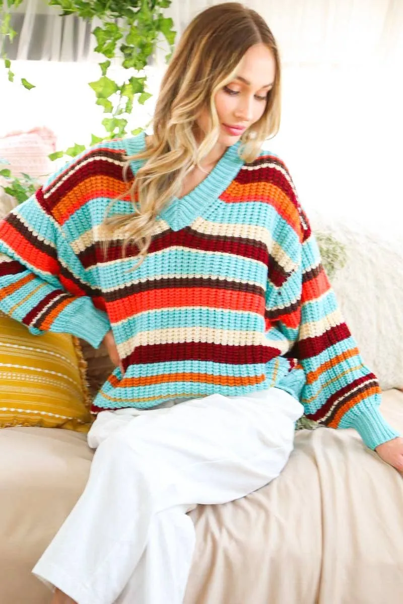 Multi Color Striped Knitted Sweater