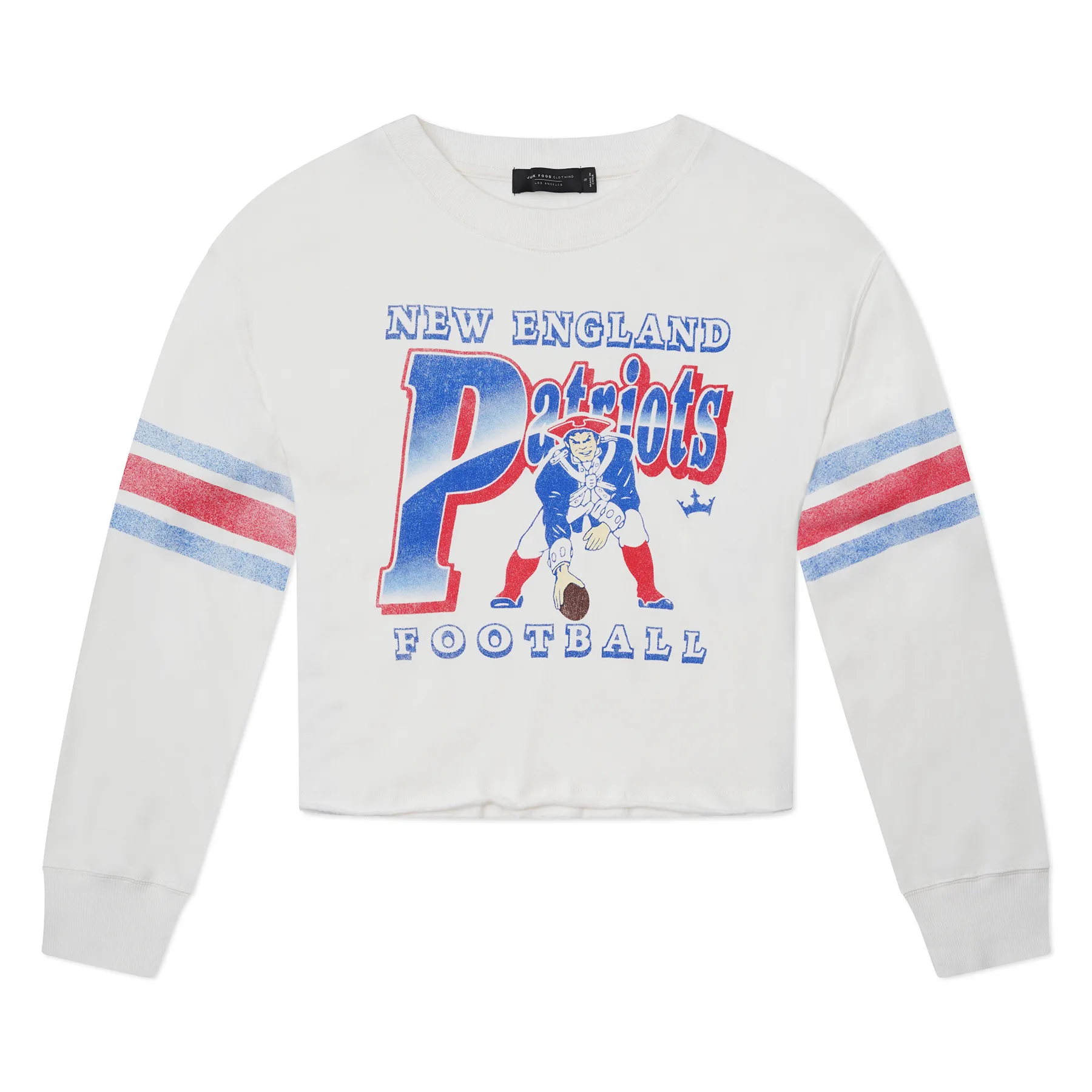 New England Patriots Junk Food Women's Kickoff Crop Crewneck