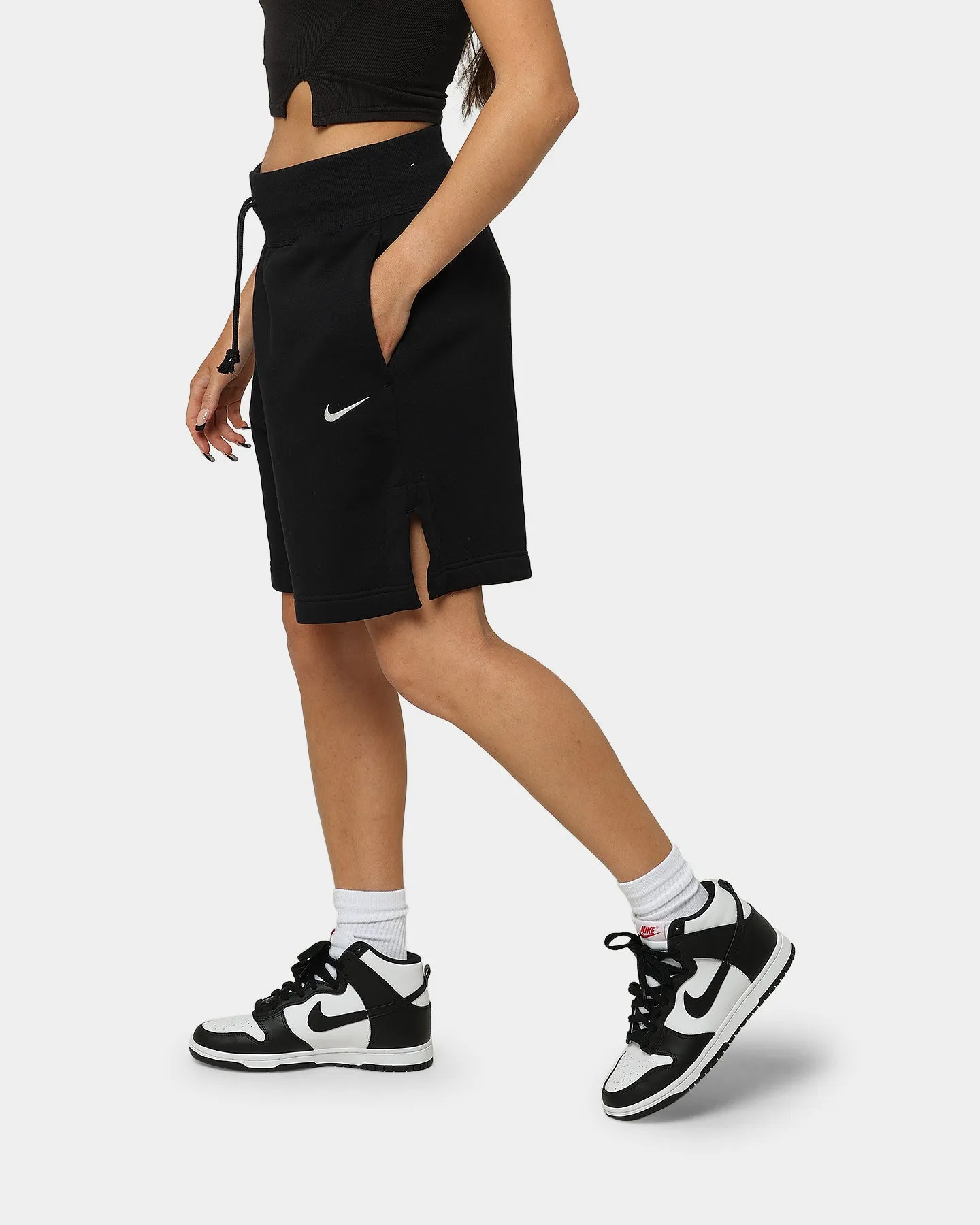 Nike Women's Sportswear Phoenix Fleece High Waisted Loose Fit Shorts Black/Sail