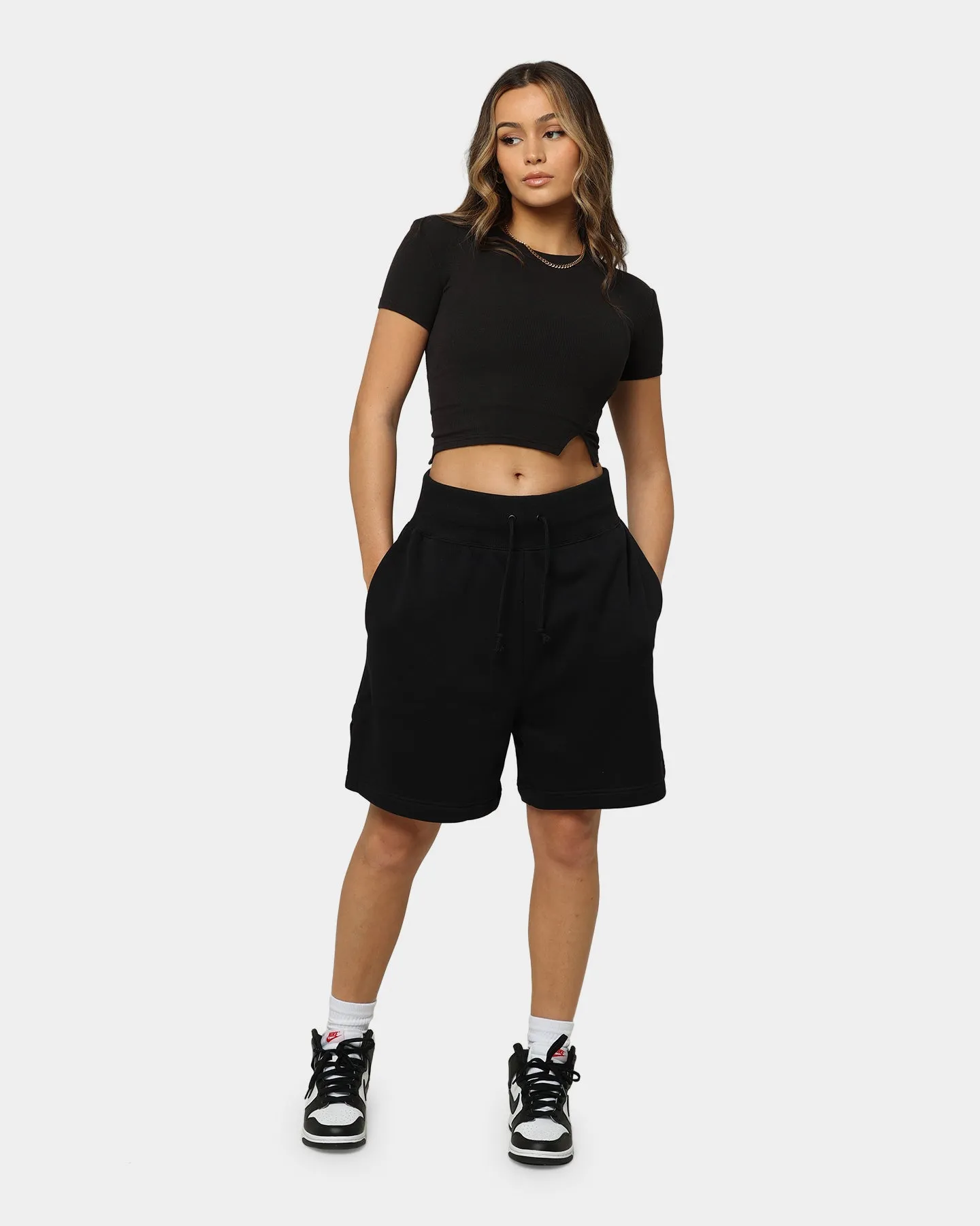 Nike Women's Sportswear Phoenix Fleece High Waisted Loose Fit Shorts Black/Sail