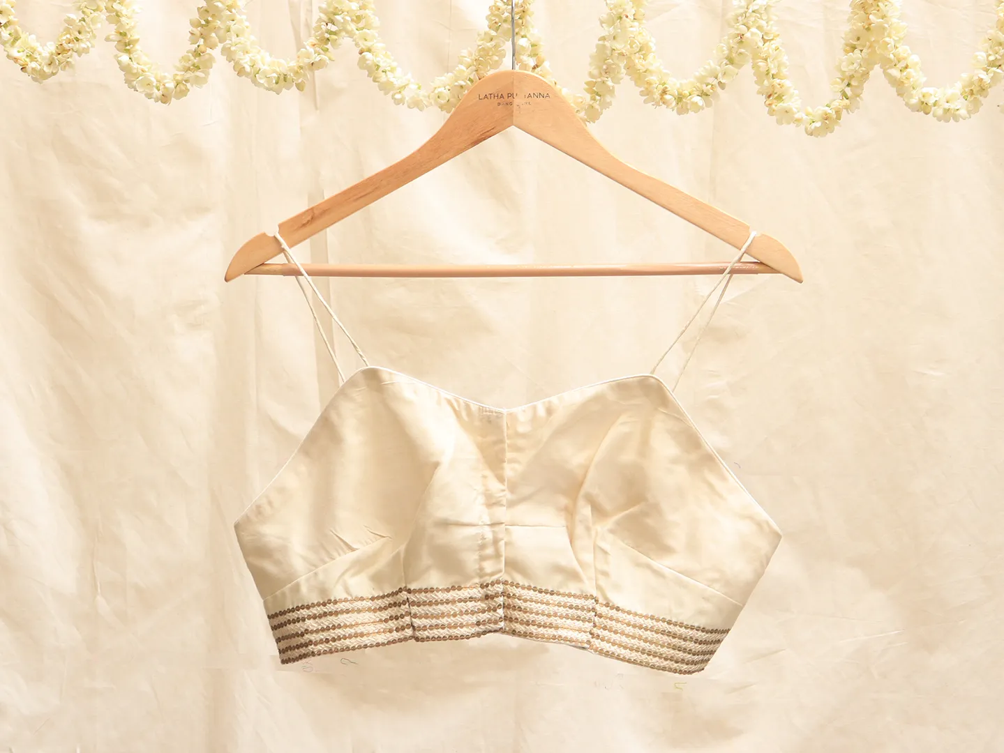 Off white Hand embroidery bralette