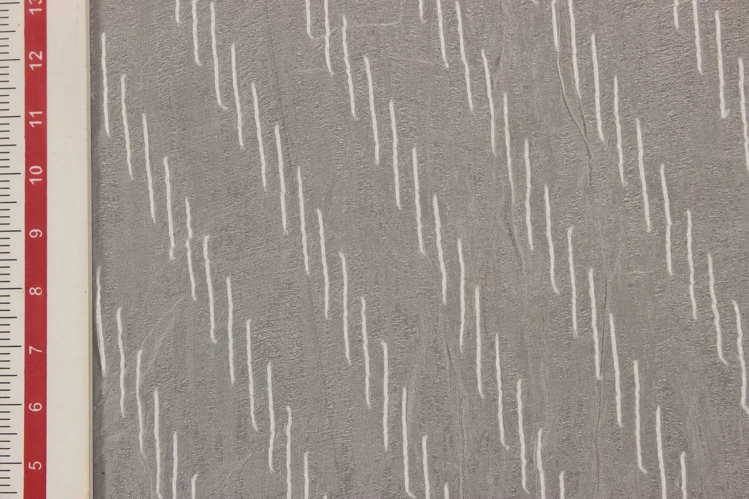 Off White Stripes Chiffon Textured Viscose Fabric