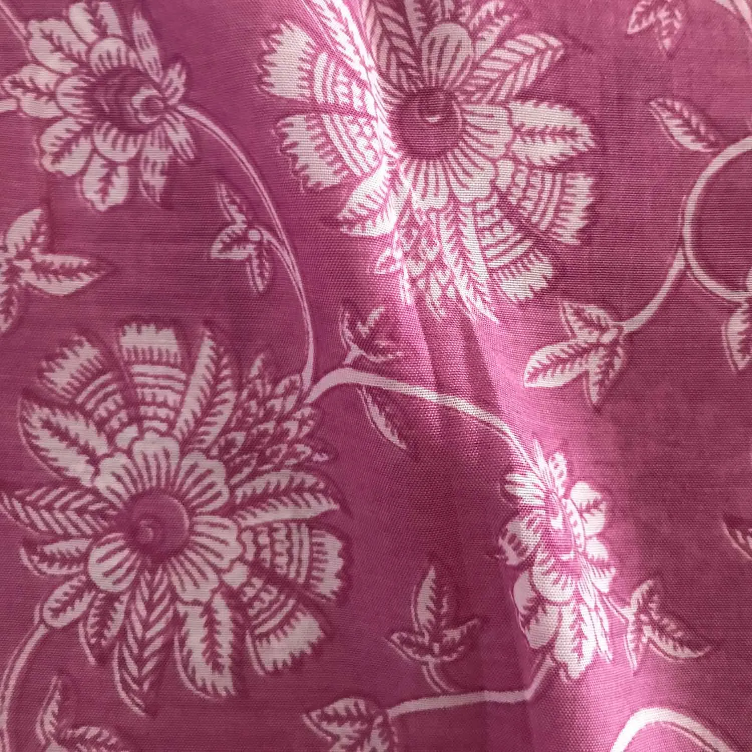 Pink And White Florals Viscose Muslin Silk Fabric