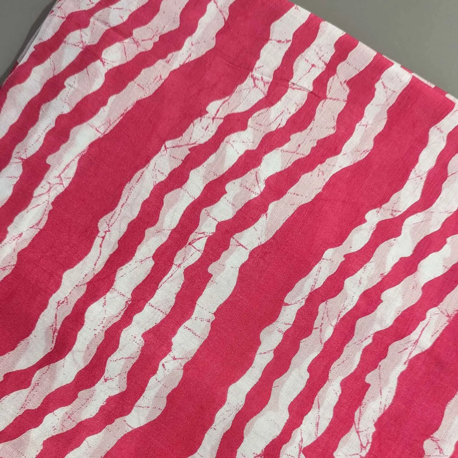 Precut Of Pink & White Stripes Muslin Silk Fabric