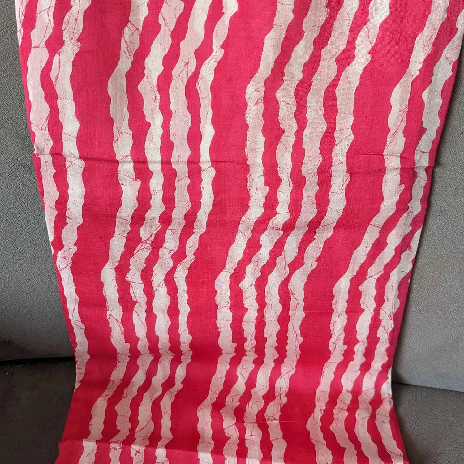 Precut Of Pink & White Stripes Muslin Silk Fabric