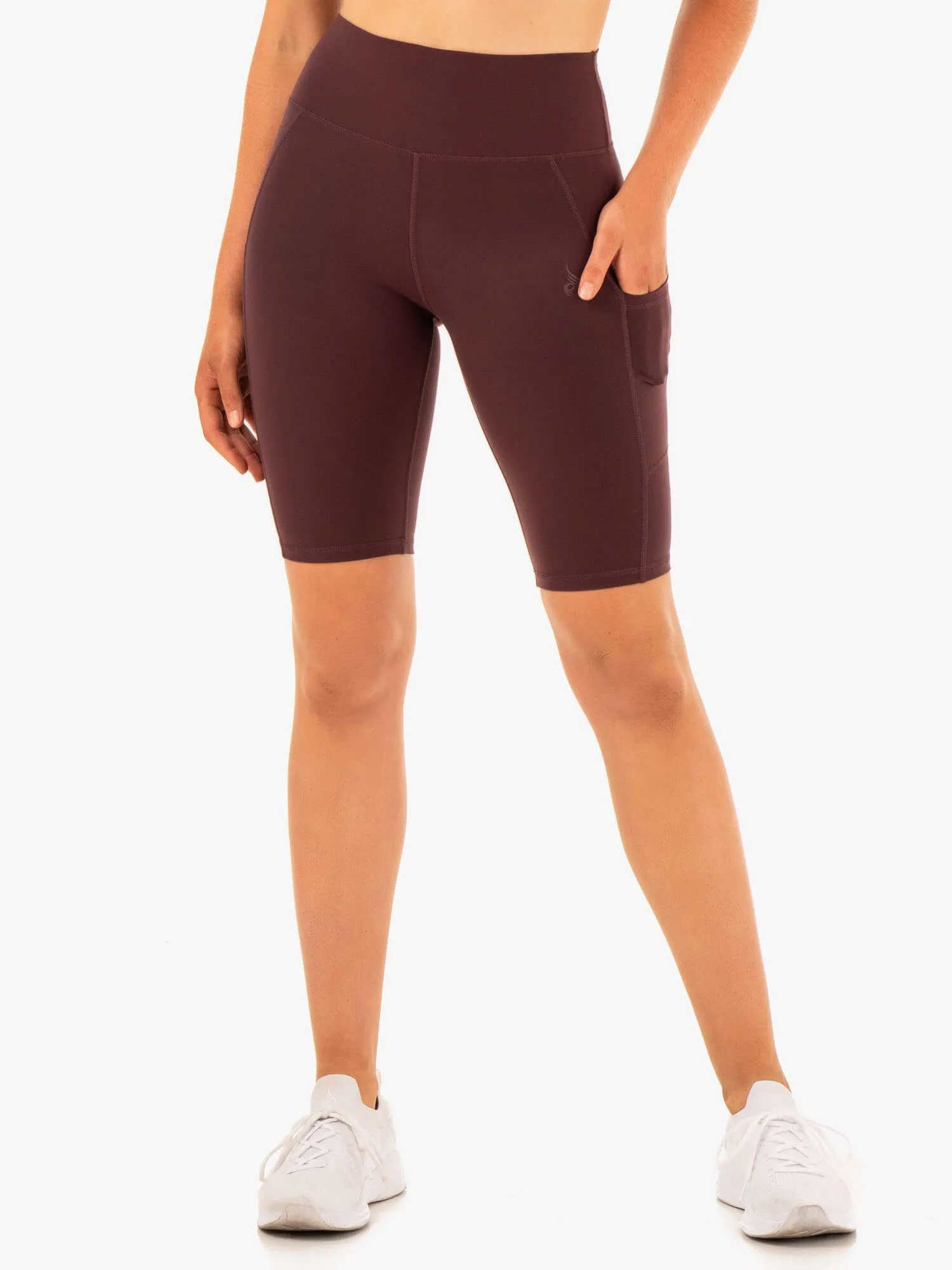 Reset High Waisted Pocket Bike Shorts - Chocolate