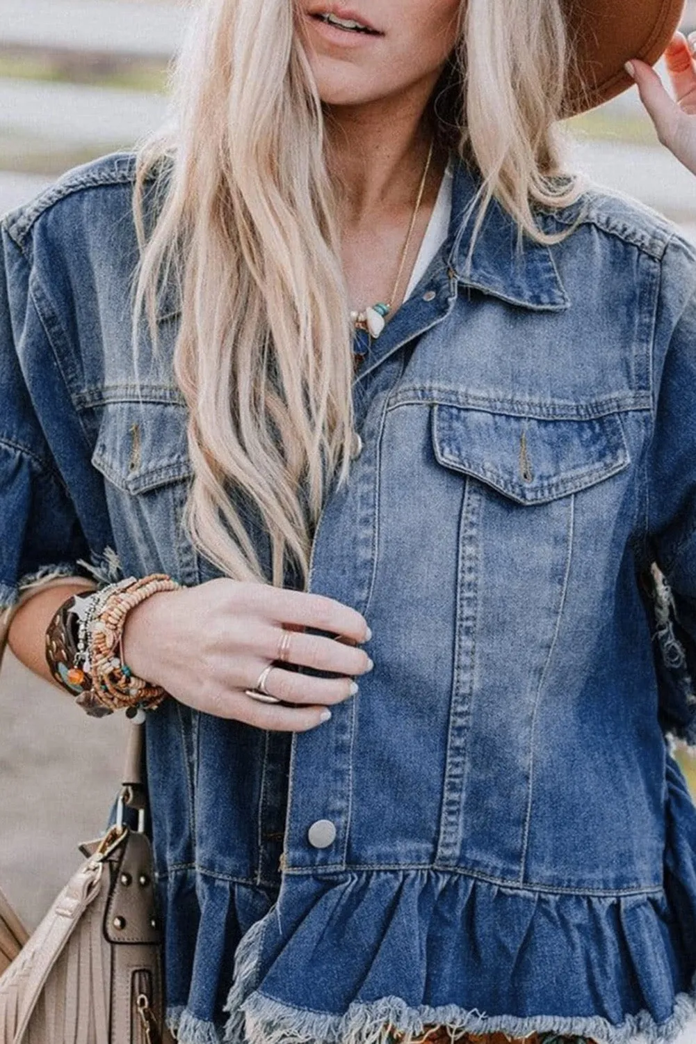 Ruffled Denim Jacket