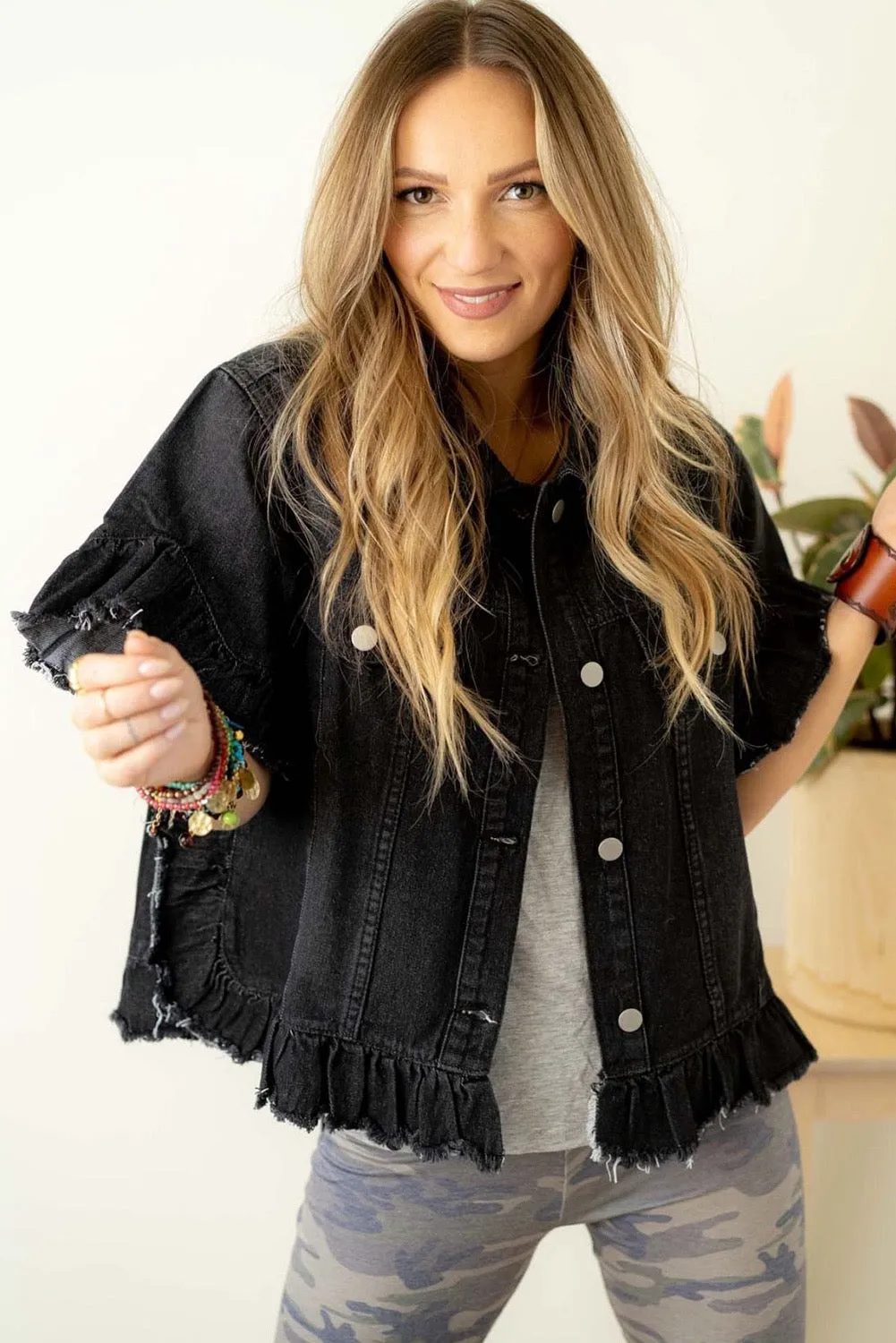 Ruffled Denim Jacket