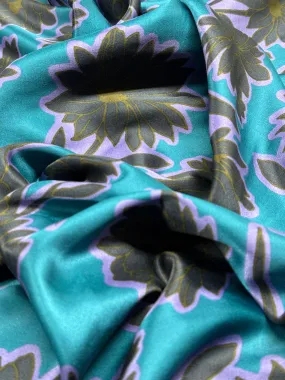 S-8024W TWILIGHT CHRYSENTHEMUM PRINT SILK VISCOSE CHARMEUSE. ITALY