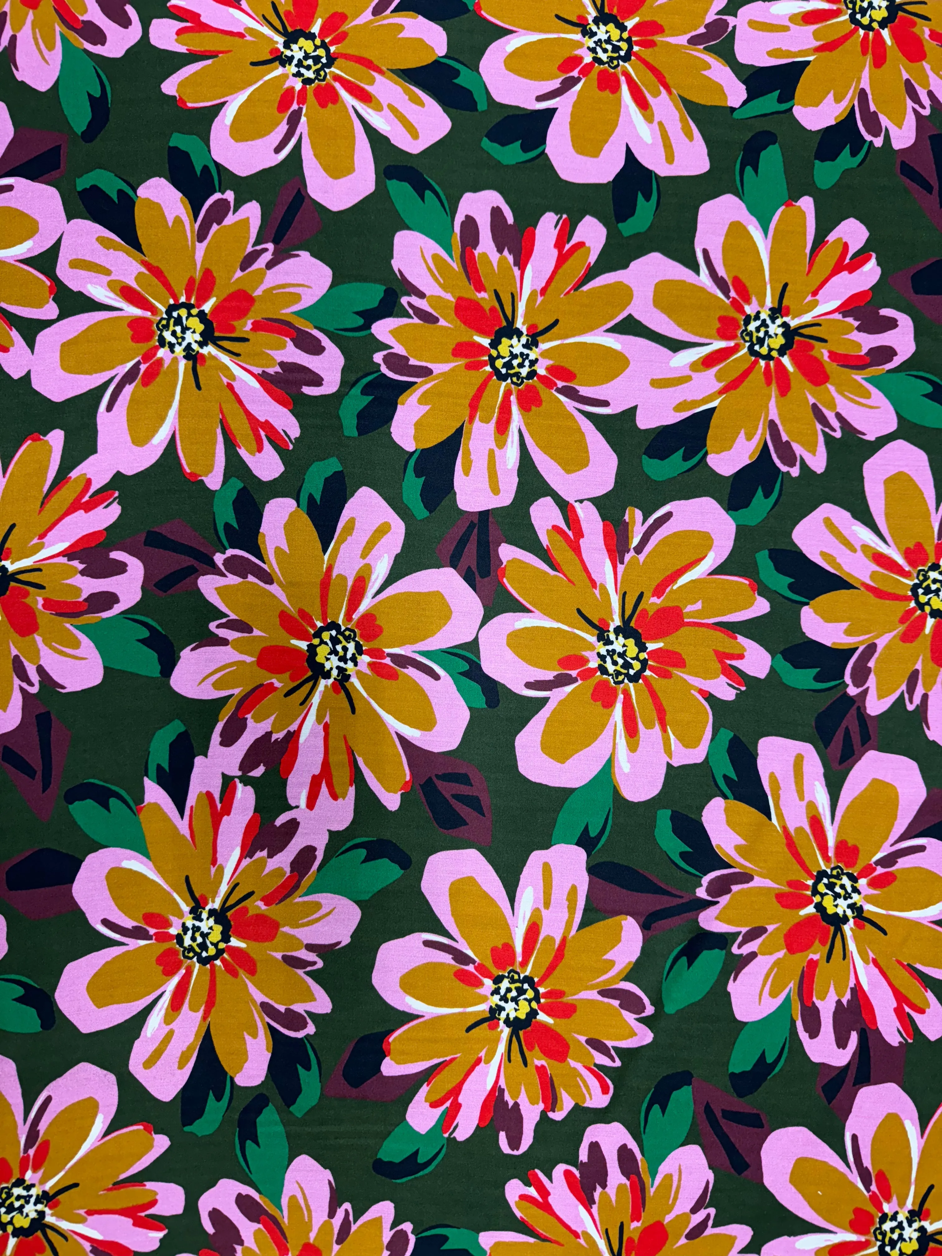 S-8025W SUMMER DAISY PRINT SILK VISCOSE CHARMEUSE. ITALY