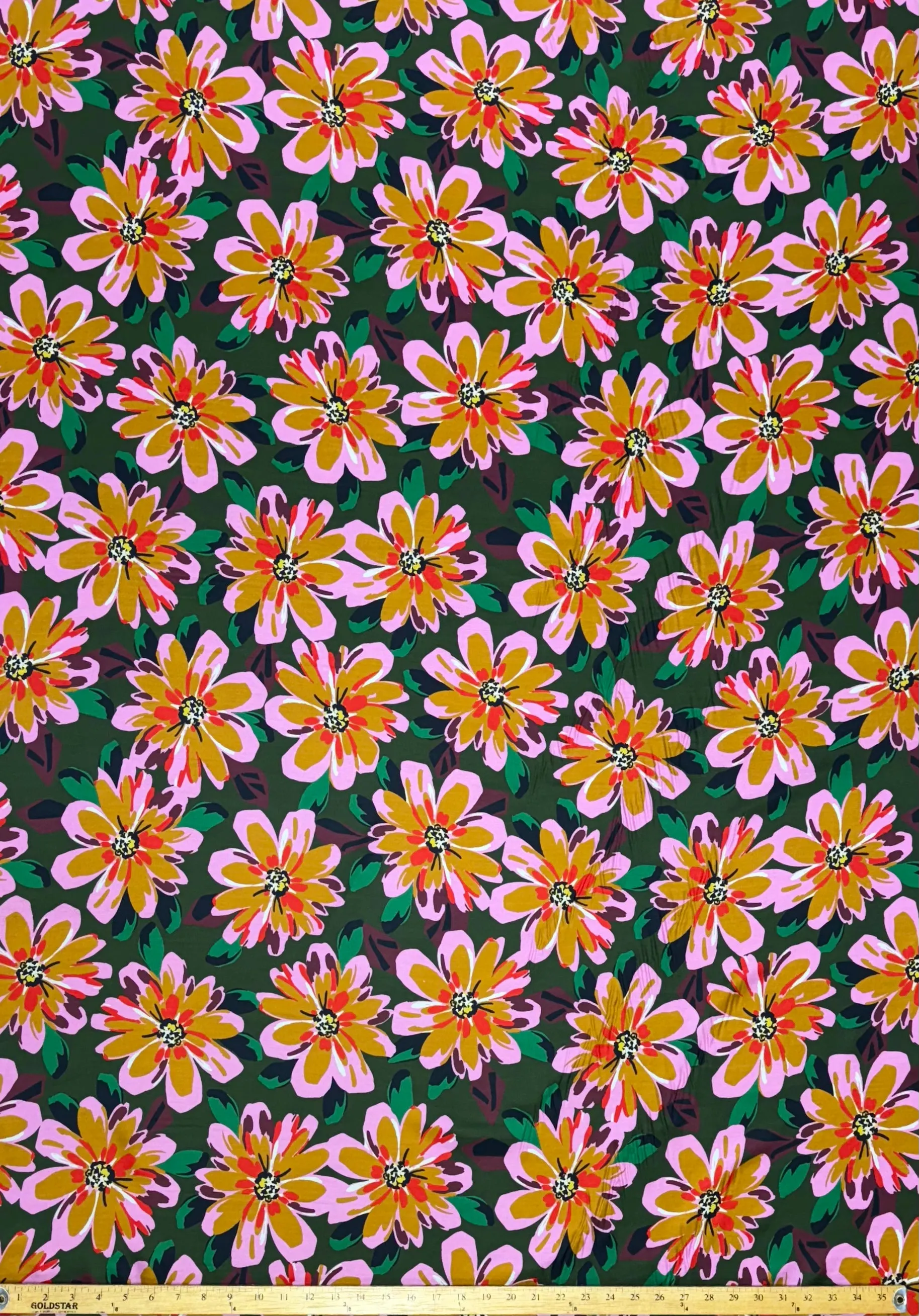 S-8025W SUMMER DAISY PRINT SILK VISCOSE CHARMEUSE. ITALY