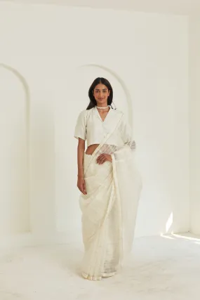 Serenity Ivory Mulberry Organza Silk Saree