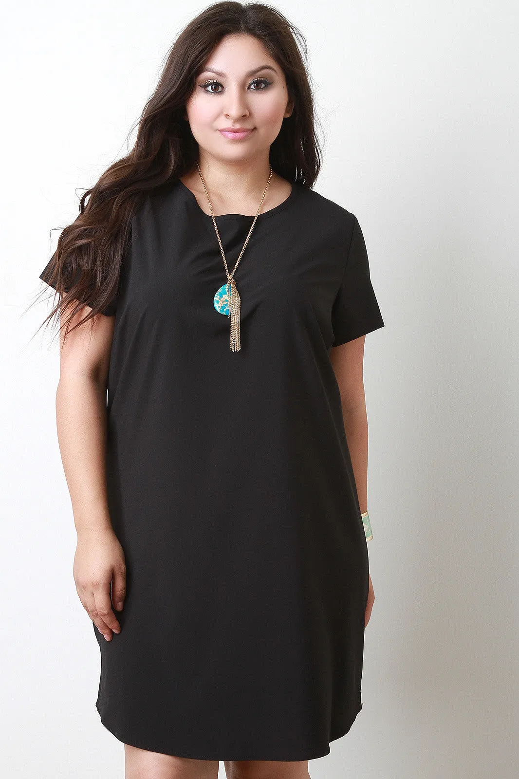 Side Zipper Shift Dress