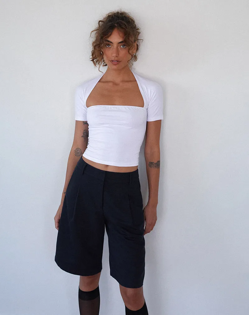 Sintya Tailored Capri Shorts in Navy