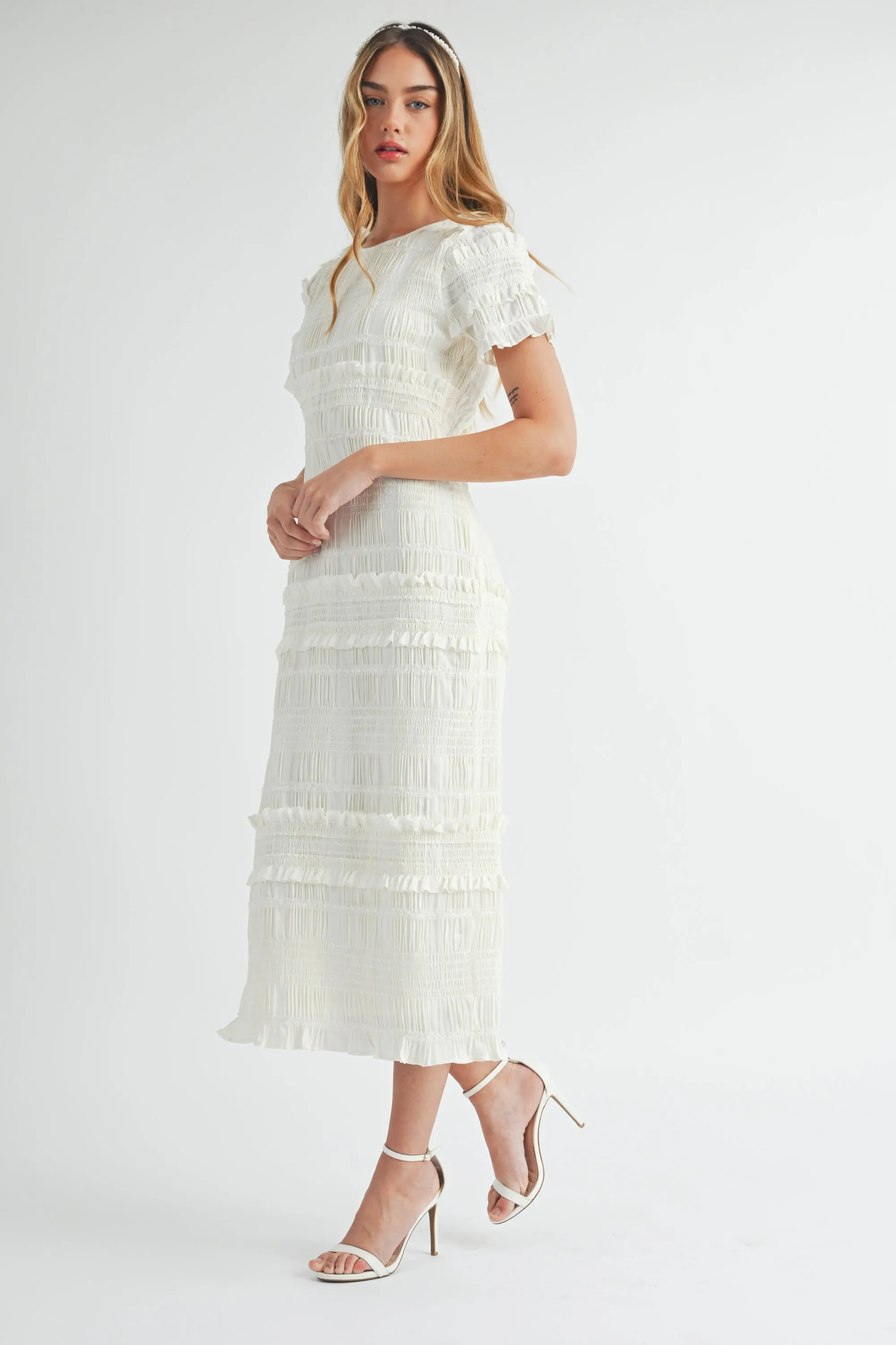 SMOCKED RUFFLED DRESS