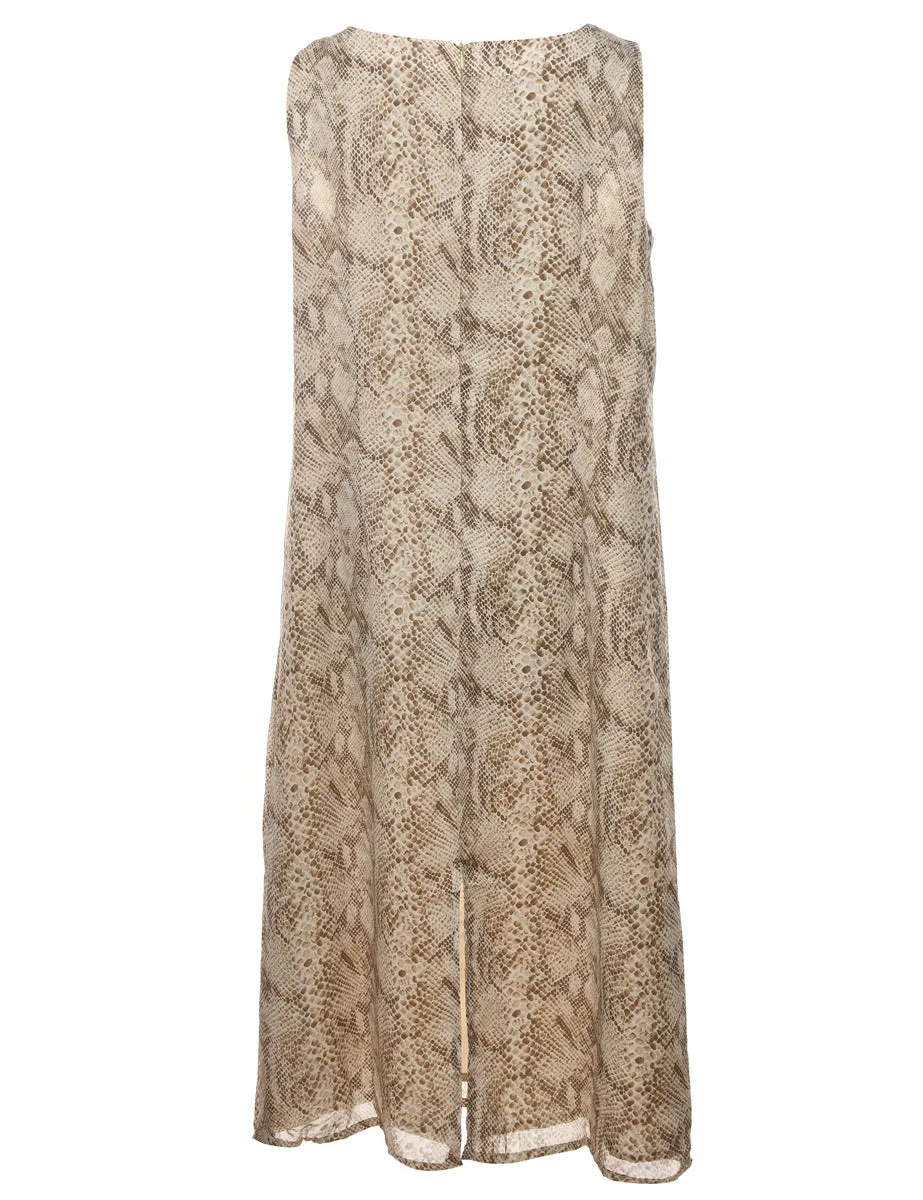 Snakeskin Finish Beige Shift Dress - L