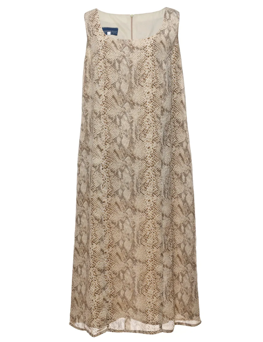 Snakeskin Finish Beige Shift Dress - L