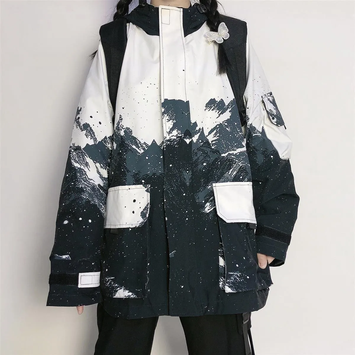 Snow Mountain Hooded Loose Casual Windbreaker Jacket Girl Jacket