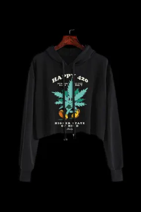 StonerDays Happy 420 Crop Top Hoodie