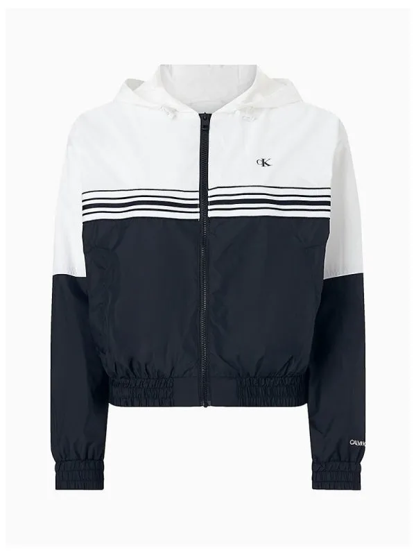 Stripe Tape Hooded Windbreaker