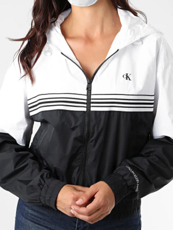 Stripe Tape Hooded Windbreaker