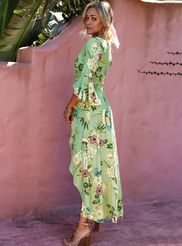 TastyHottie - Floral Print Summer Maxi Dress Women Vintage V Neck