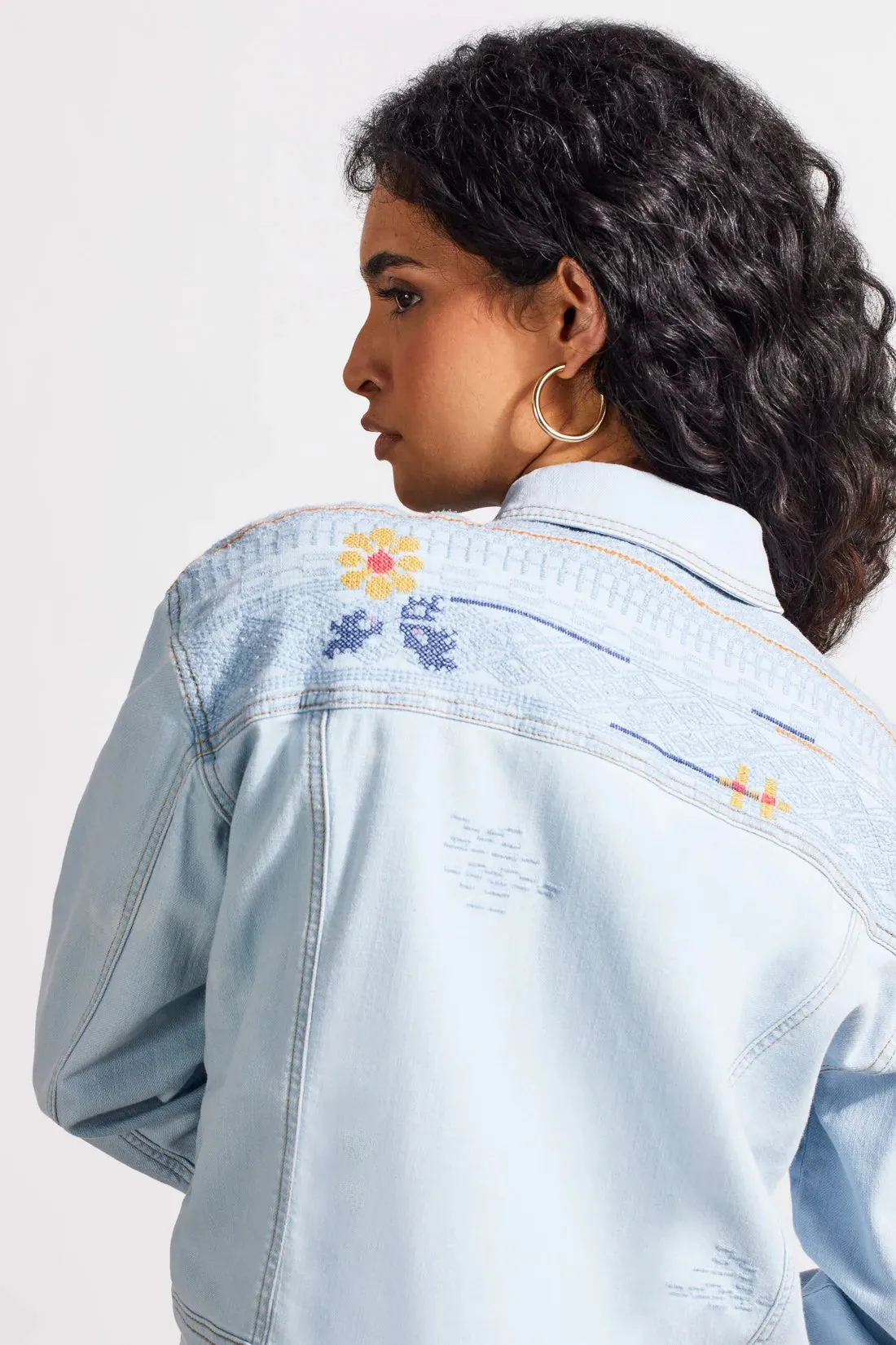 Tribal | Embroidered Classic Lightweight Novelty Denim Jacket | Women's