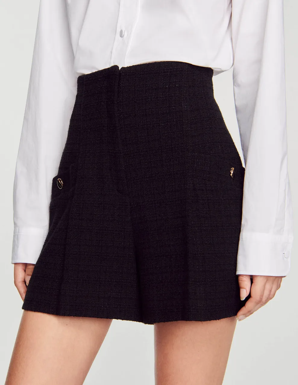 Tweed high-waisted shorts