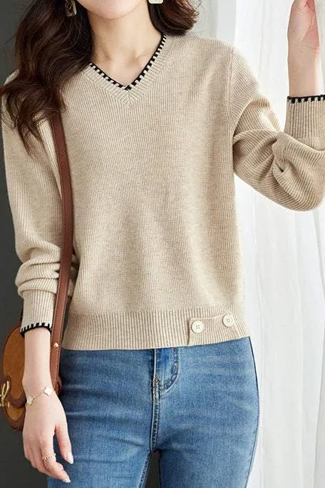 V-neck knitted sweaters