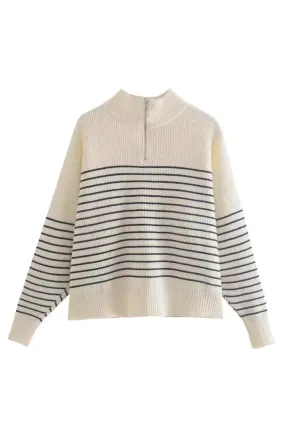 'Vera' Striped Long-Sleeved Knitted Sweater