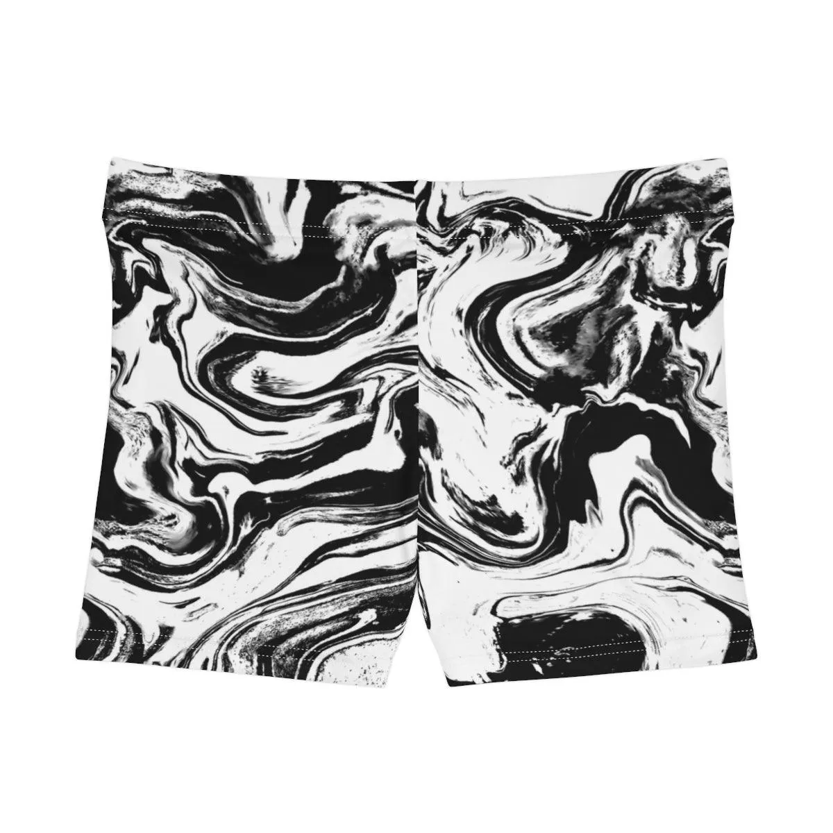 Women's Black & White Swirl High Waisted Shorts