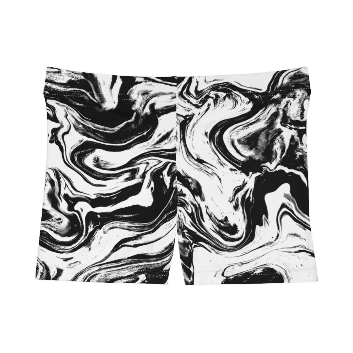 Women's Black & White Swirl High Waisted Shorts