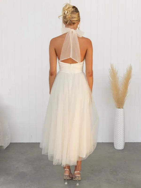 Women's Fit & Flare Tulle Dress for Wedding Receptions