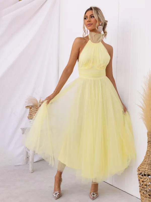 Women's Fit & Flare Tulle Dress for Wedding Receptions