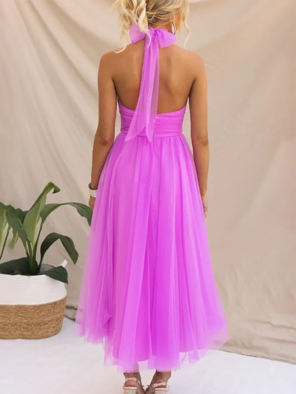 Women's Fit & Flare Tulle Dress for Wedding Receptions