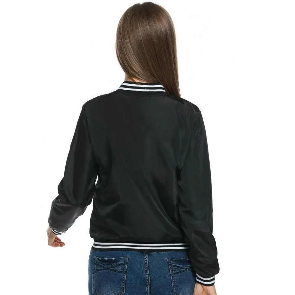 Women's Spring Casual Stand-Collar Bomber | Ladies Windbreaker