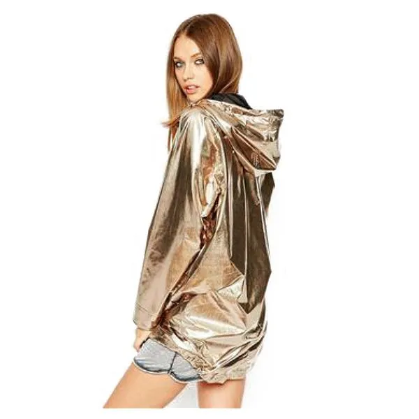 Women's Spring/Autumn Long-Sleeved Loose Golden Raincoat