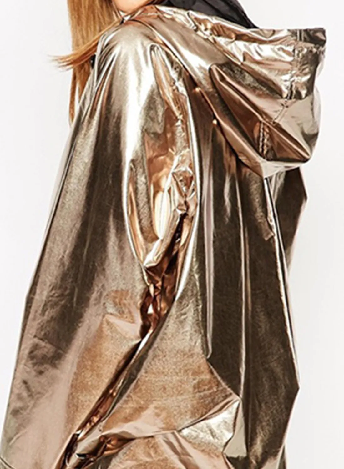 Women's Spring/Autumn Long-Sleeved Loose Golden Raincoat