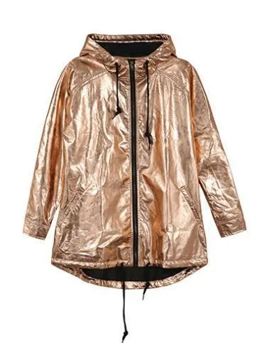 Women's Spring/Autumn Long-Sleeved Loose Golden Raincoat