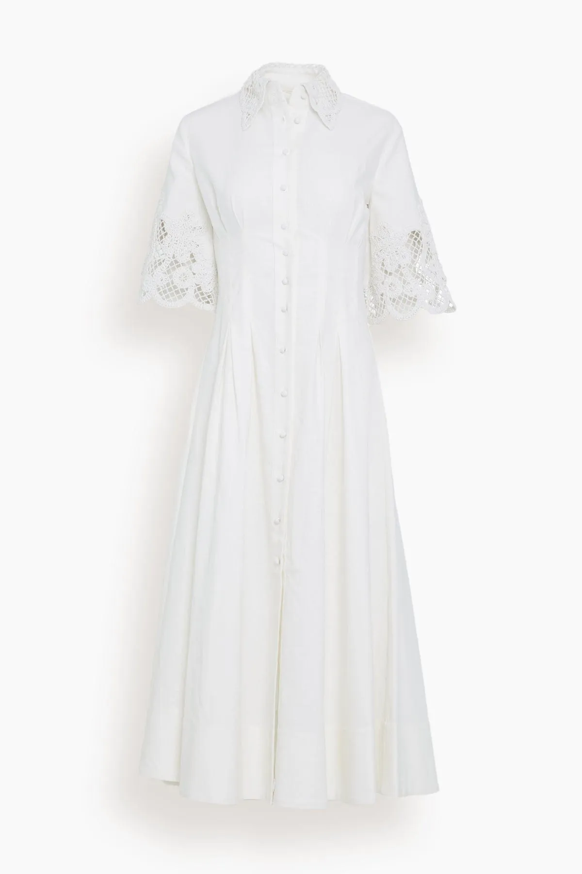 Zhoe Lace Shirt Dress in White