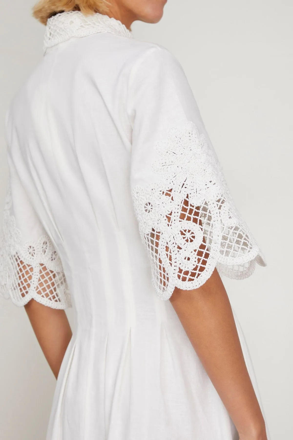 Zhoe Lace Shirt Dress in White