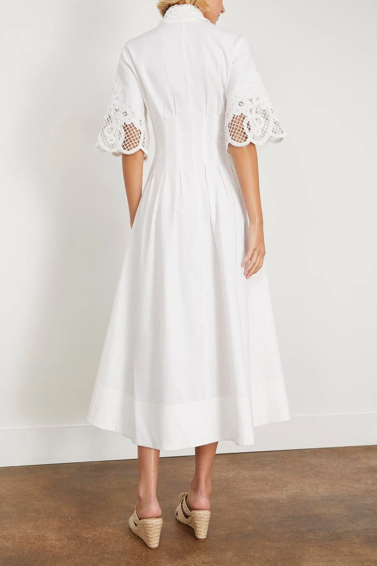 Zhoe Lace Shirt Dress in White